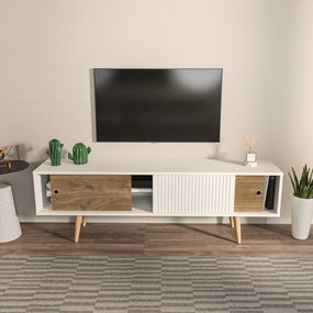 Móvel TV Ecrin – Branco e Nogueira – 160 cm x 45 cm x 34,5 cm