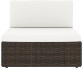 8 pcs conjunto lounge para jardim vime PE castanho