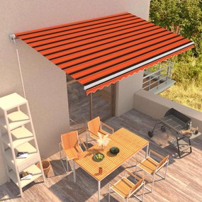 vidaXL Toldo retrátil automático 500x300 cm laranja e castanho