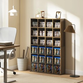 Móvel de Arrumação para CDs e DVDs, 89 x 20 x 130,5 cm, Prateleiras Ajustáveis, Castanho