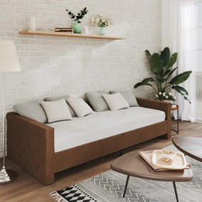 vidaXL Sofá-cama c/ colchão e saída USB 90x200 cm tecido castanho