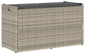 vidaXL Banco de arrumação exterior com almofadão 100 cm vime PE