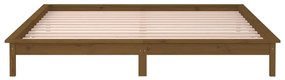 Estrutura de cama c/ LED 140x190 cm madeira maciça castanho-mel