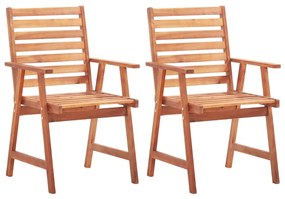 Cadeiras jantar p/ jardim 2 pcs madeira acácia maciça