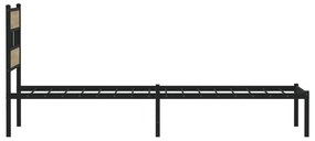 Estrutura de cama sem colchão 100x200 cm metal carvalho sonoma