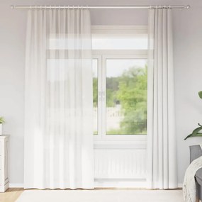 Cortinas de voile com bolsos para varão 2 pcs branco