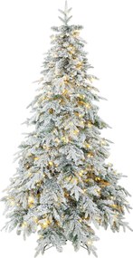 HOMCOM Árvore de Natal Nevada 180cm com 350 Luzes LED Branco Quente, Timer, Telecomando, 8 Modos, 740 Ramos Retardantes de Chama | Aosom Portugal