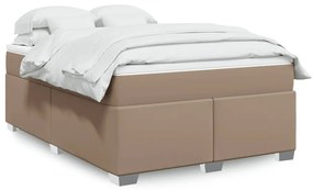 vidaXL Cama com molas/colchão 140x190 cm couro artificial cappuccino