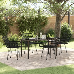 vidaXL Conjunto de Jantar de Jardim 5 Peças Preto em Polirattan