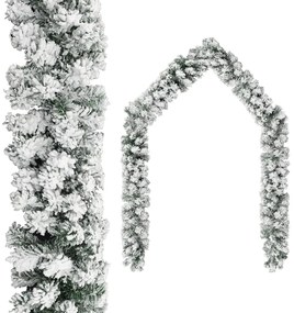 vidaXL Grinalda de Natal com neve 5 m PVC verde