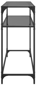 Mesa consola com tampo em vidro preto 98x35x81 cm aço