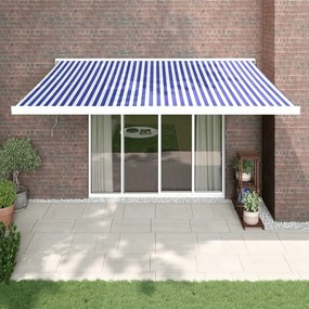 Toldo retrátil 4,5x3 m tecido e alumínio azul e branco