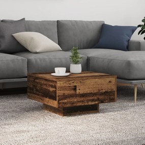 Mesa de centro vidaXL com luzes LED em madeira velha 55x55x31 cm