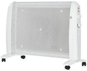 HOMCOM Aquecedor Mica 1000W 2000W Elétrico 2 Níveis Potência Termostato Regulável Compacto Eficiente 79x27x54 cm Branco | Aosom Portugal