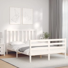 vidaXL Cama sem colchão 140x190 cm madeira de pinho maciça branco