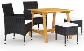 vidaXL 5 pcs conjunto de jantar para jardim preto