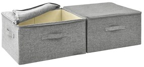 Caixas de arrumação 2 pcs 43x34x23 cm tecido cinzento