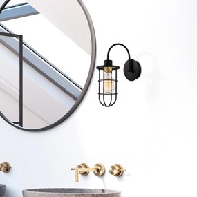 Candeeiro de Parede Kimil – Preto e Dourado – 12 cm x 33 cm