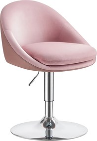 Cadeira toucador regulável com encosto e base cor-de-rosa pastel