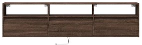 Móvel parede p/ TV c/ luzes LED 180x31x45 cm carvalho castanho