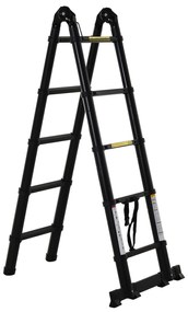 DURHAND Escada Telescópica dobrável Multifuncional estavél quadro em A portátil  Carga 150kg Preto Alumínio 320x67x7cm|Aosom Portugal