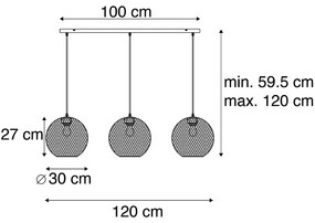 Candeeiro suspenso moderno 3-luzes pretas - MESH Ball Moderno