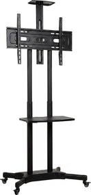 HOMCOM Suporte de TV com rodízios para televisores de 81,3–190,5 cm Suporte de TV ajustável em altura com 2 prateleiras, metal, VESA máx. 400x600mm | Aosom Portugal