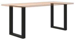 Pés de mesa de jantar em forma de U, 2 peças, preto, 60x(72-73) cm, aç