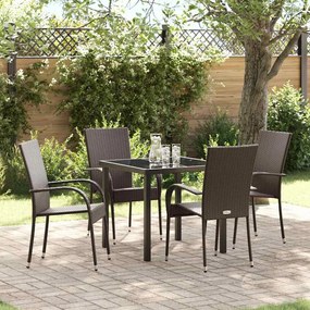 vidaXL Conjunto de Jantar de 5 Peças - Rattan Sintético Marrom