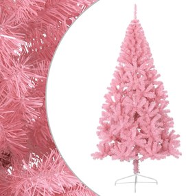 Meia árvore de Natal artificial com suporte 210 cm PVC rosa