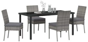 Conjunto de jantar de jardim com 5 peças em rattan sintético cinza.