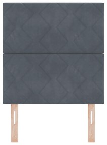 Cabeceira em Veludo Cinza Escuro com Blocos de Diamante - 80cm