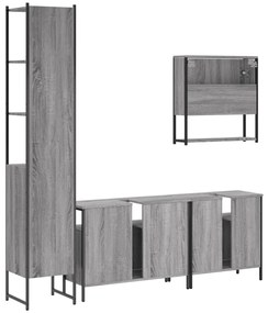 4 pcs Conjunto móveis casa de banho madeira proc. cinza sonoma