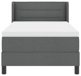 Cama Box vidaXL com Colchão Cinza Escuro 90x200 cm Tecido, Cabeceira c