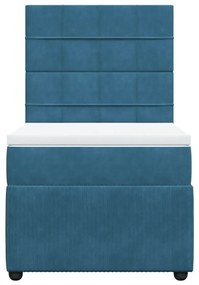 Cama boxspring com colchão 90x190 cm veludo azul