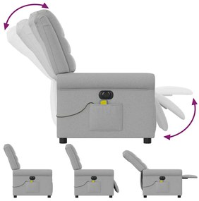 Poltrona massagens reclinável elétrica tecido cinzento-nublado