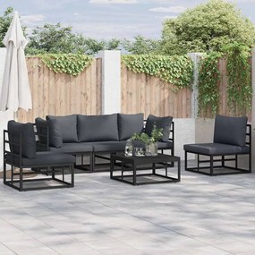 vidaXL Conjunto de Sofá de Jardim 5 pcs Preto 213 x 71.5 x 71 cm
