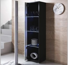 Vitrine Alta Bilbao – 40x167 cm – Preto e Branco com LED Azul