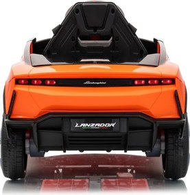 Carro elétrico para crianças Lamborghini Lanzador 12V Pneus em borracha maciça, banco em pele sintética Laranja