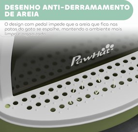 Caixa de Areia para Gatos Fechada com Tampa e Bandeja Amovíveis Filtro de Carvão e Pá 40,5x52x39 cm Branco e Verde