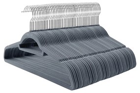 Conjunto de 100 cabides em veludo com barra 45 x 23,5 cm cinzento claro