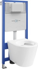 Mexen Rico conjunto embutido WC estrutura Fenix Slim com bacia WC, branco brilhante - 6103372XX00