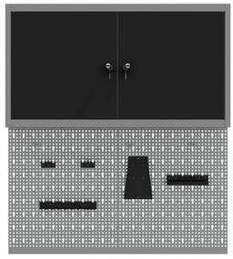 Conjunto de Armário para Ferramentas e Painel de Ferramentas de 3 Peça