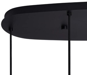 Candeeiro Pendente Moderno Preto com Vidro Fumê 6 Luzes - Duplantis