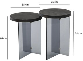 Conjunto de Mesas de Café Serenity – Antracite – 35x51 cm / 35x46 cm