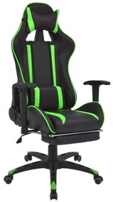 vidaXL Cadeira escritório reclinável estilo corrida c/ apoio pés verde