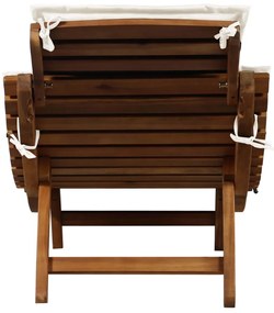 Espreguiçadeiras com almofadões 2 pcs acácia maciça branco nata