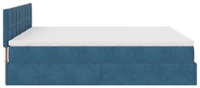 Estrutura cama otomana colchões 180x200 cm veludo azul escuro