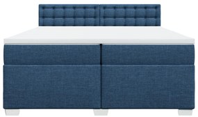 Cama com molas/colchão 200x200 cm tecido azul