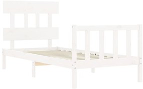 Cama sem colchão 100x200 cm madeira de pinho maciça branco